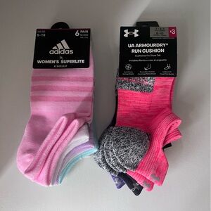 NWT Adidas & Under Armour Women's Athletic Socks - 6 Pair + 3 Pair